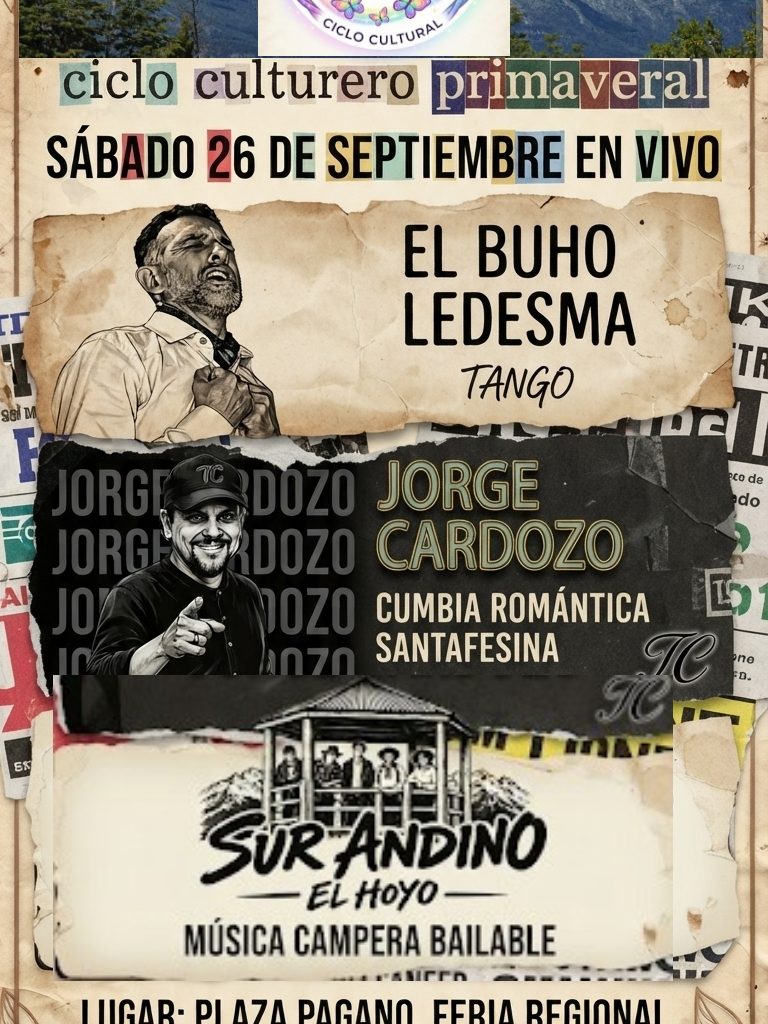 Prima Feria Ciclo Culturero Primaveral: El Buho Ledesma, Jorge Cardozo y Sur Andino